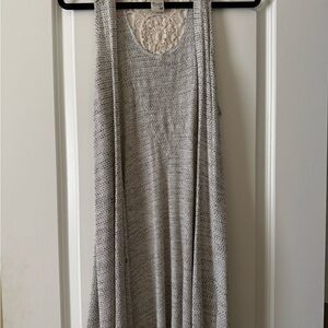 Gray Sleeveless Knit Duster